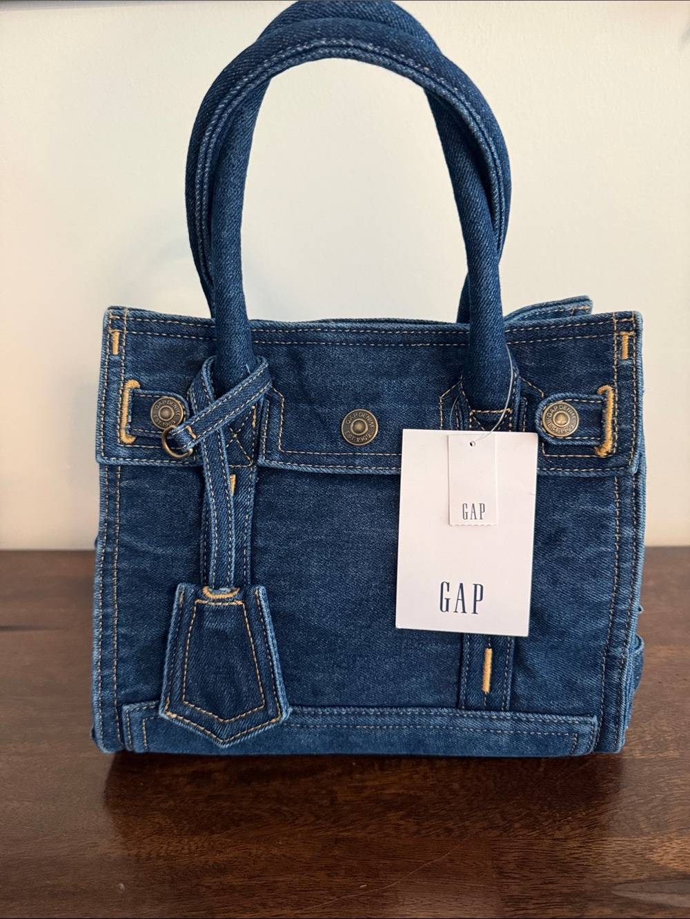 GAP Denim Mini Tote in Deep Blue